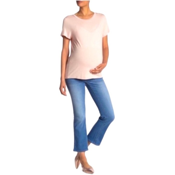 Seven7 Maternity Womens Mid Rise Cropped Flared Bootcut Jeans Sz 14 New - Picture 1 of 10